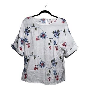 Kindred Embroidered Floral Blouse L Boho Cottagecore‎ Lightweight Top